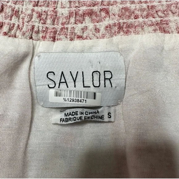 Saylor x Revolve Blossom Off The Shoulder Boho Printed Mini Dress in White Red S - Picture 13 of 15